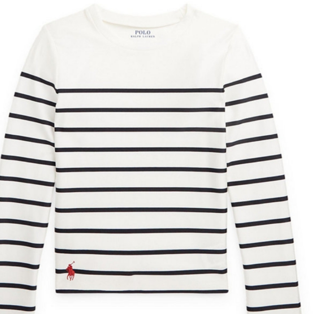 Polo by Ralph Lauren White and Black Rashguard Swim Top